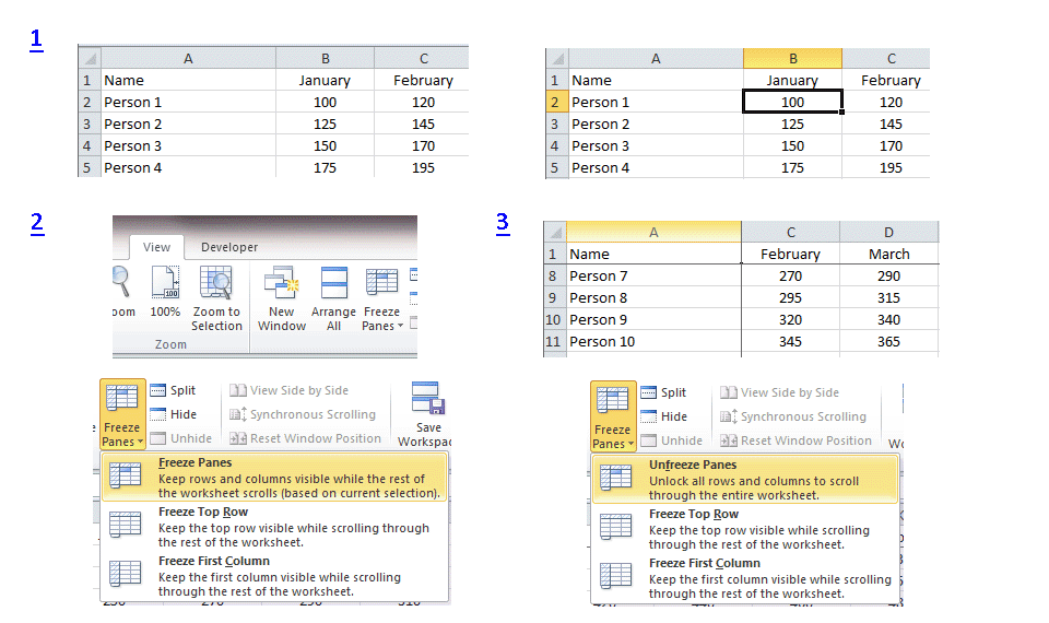 Freezing Panes in Microsoft Excel